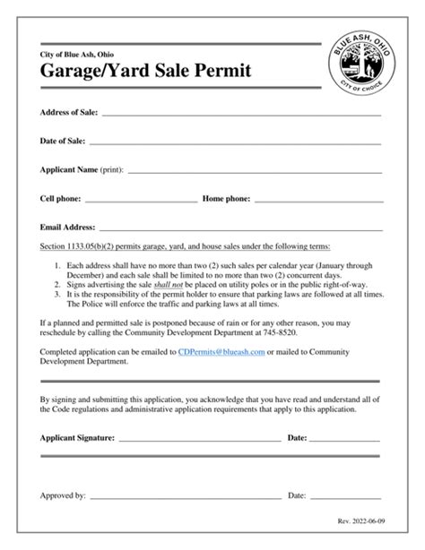 garage sale permit online.
